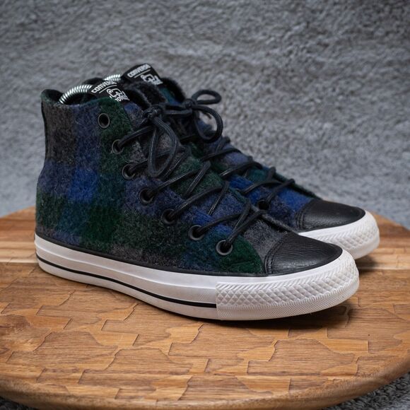 Converse x Woolrich Chuck Taylor All Star Plaid Blue Green 153835C Women's Sz 5 - Picture 1 of 9